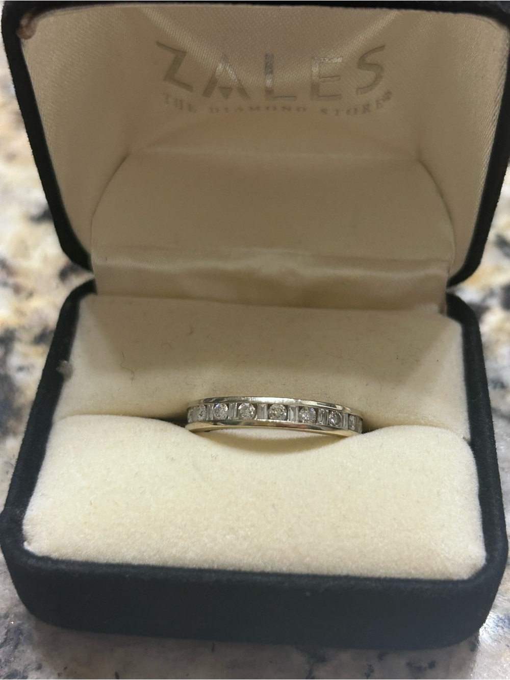 Zales White Gold Diamond Channel Band - Silver Tone